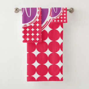 Monogramme de point Polka violet et rouge