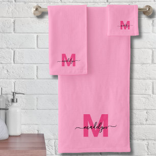 Monogramme de prénom écriture moderne rose féminin