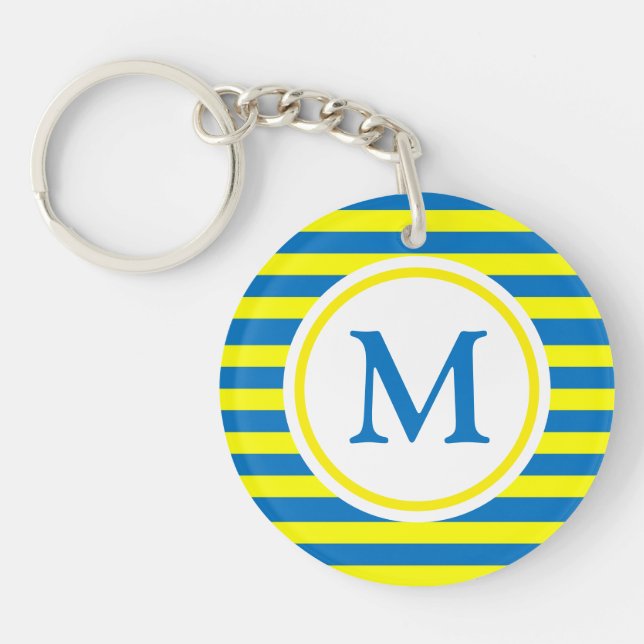 Monogramme de rayures jaune et bleu vif (Devant)