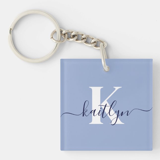 Monogramme de script bleu moderne (Devant)