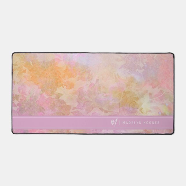 Monogramme de script chic aux florales pastel (Recto)