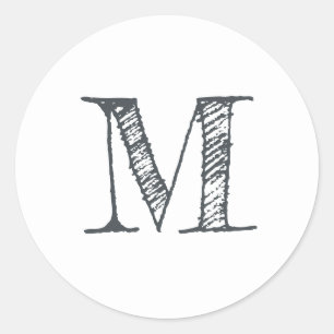 Monogramme de script moderne Étiquette noir blanc 