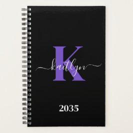 Monogramme de script moderne violet noir