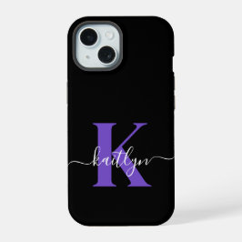 Monogramme de script moderne violet noir