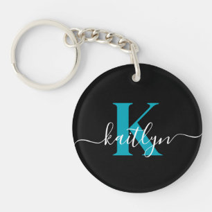 Monogramme de script sarcelle noir moderne