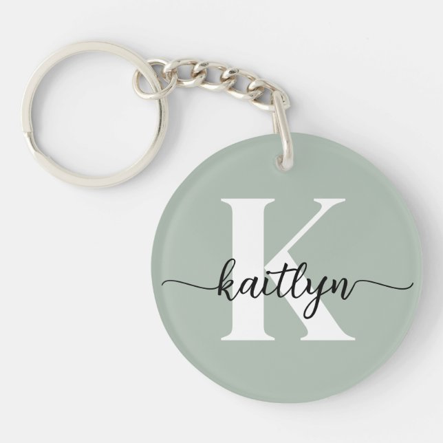 Monogramme de script vert Sage (Devant)