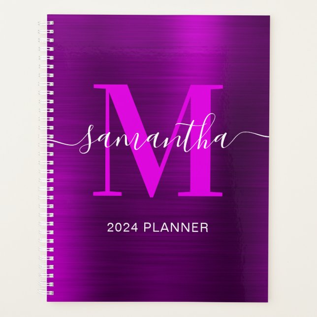Monogramme de signature métallique Magenta Purple (Devant)