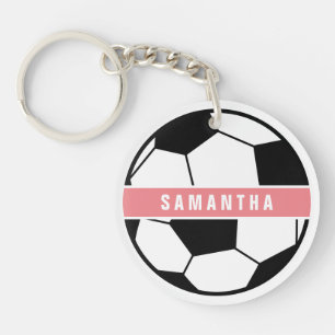 Monogramme de soccer moderne noir blanc et rose