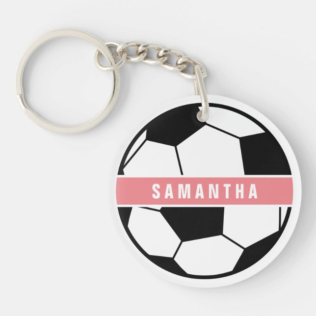 Monogramme de soccer moderne noir blanc et rose (Devant)