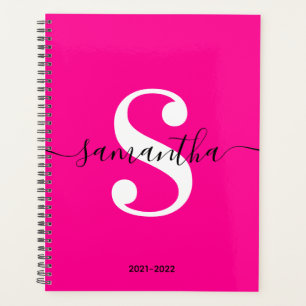 Monogramme de style moderne magenta noir et blanc