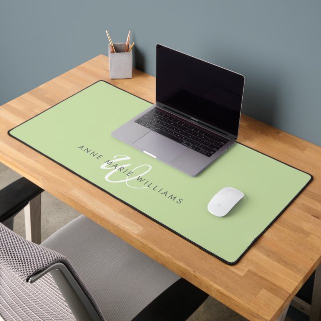 Monogramme de style moderne vert clair blanc (Bureau 2)