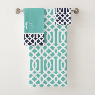 Monogramme de treillis aqua et marine