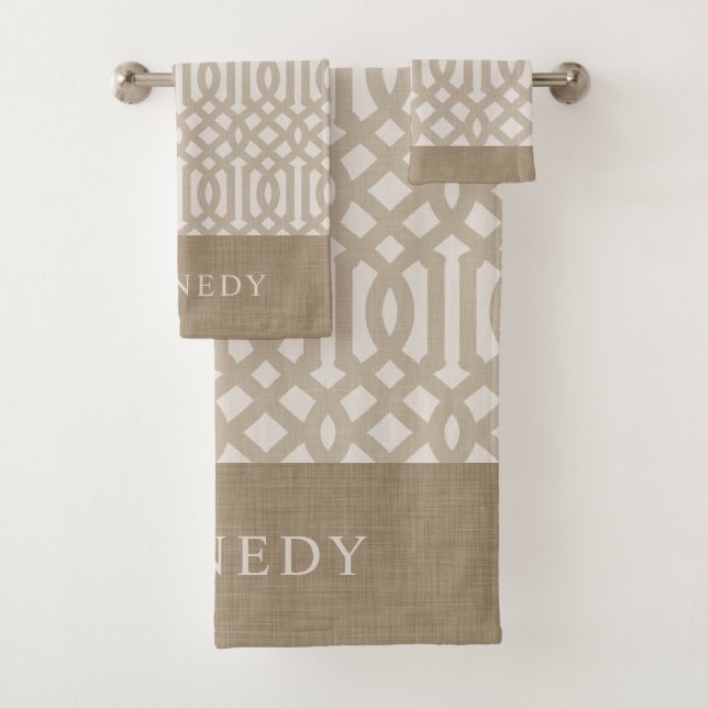 Monogramme de Trellis beige et ivoire | Ferme (En situation)