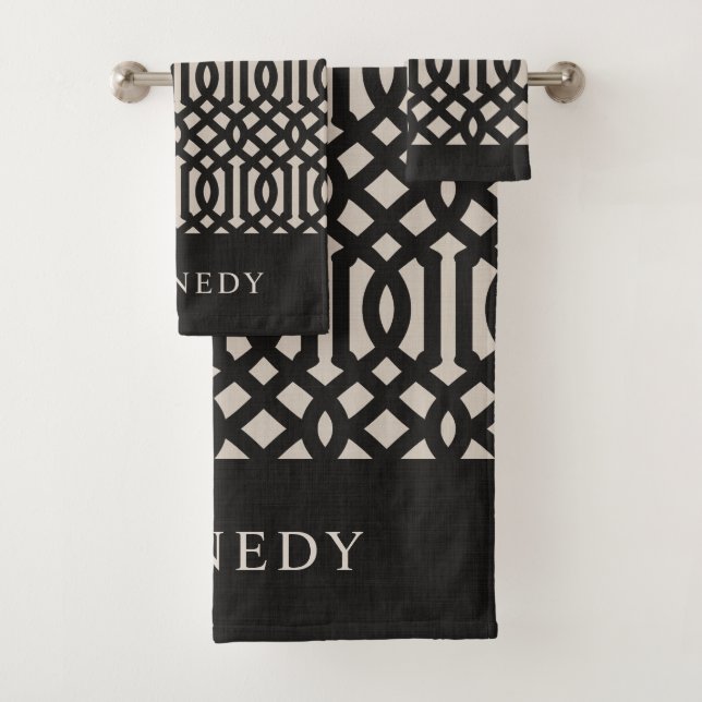 Monogramme de Trellis noir et ivoire | Ferme (En situation)