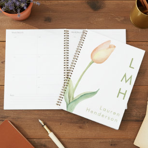 Monogramme de tulipe d'aquarelle minimaliste moder