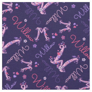 Monogramme de W et tissu nommé personnalisé de