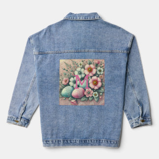 Monogramme dentelle rose fleurie oeufs de Pâques d