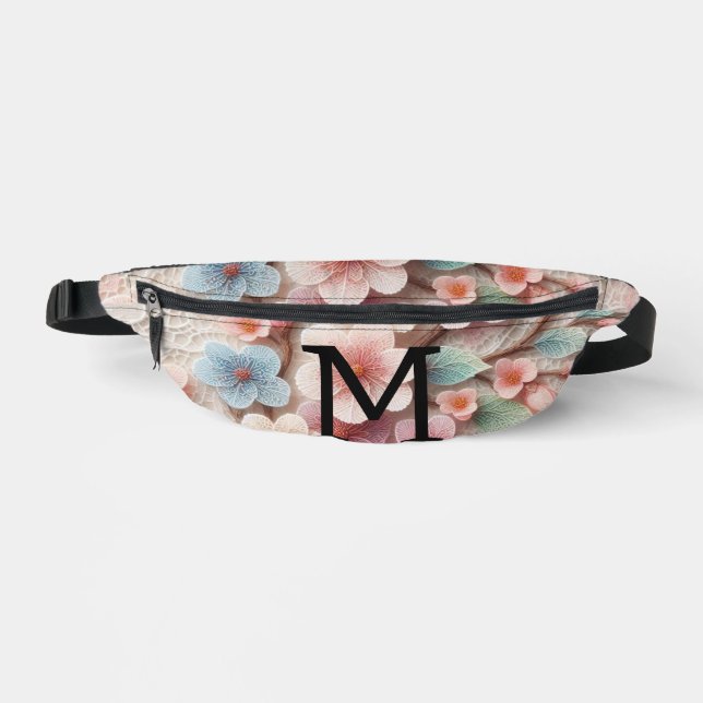 Monogramme dentelle rose floral pastel fleurs de c (Recto)