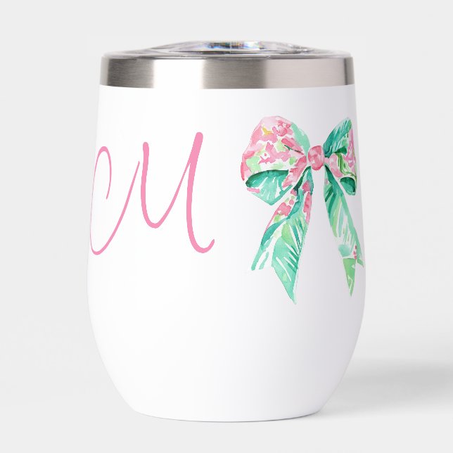 Monogramme des vaches florales roses et turquoise  (Avant)