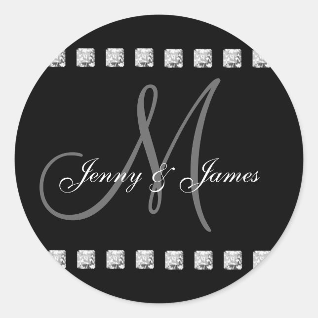 Monogramme diamant Noms Stickers Mariage (Devant)
