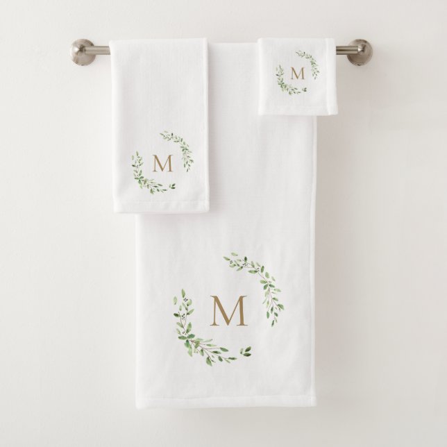 Monogramme d'or de crête feuille verte (En situation)