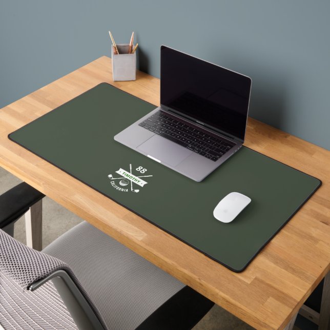 MONOGRAMME D'OR MODERNE NOM VERT SOMBRE (Bureau 2)