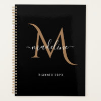 Monogramme d'or noir moderne simple