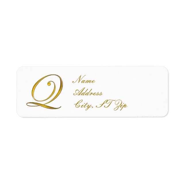 Monogramme d'or Q Étiquettes d'adresse de retour (Devant)