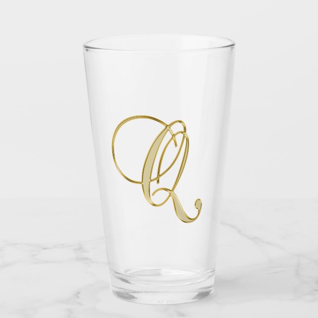 Monogramme d'or Q verre (Devant)