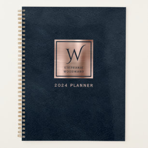 Monogramme d'or Rose bleu de la marine Faux 2024