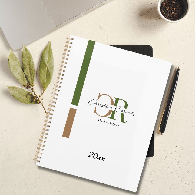 Monogramme d'or vert olive simple et moderne (Créateur téléchargé)