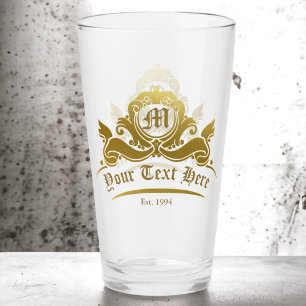 Monogramme d'or victorien Verre de la barre de tex