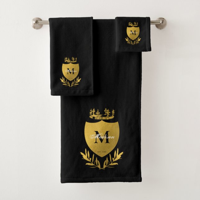 Monogramme du bouclier royal noir et or (En situation)