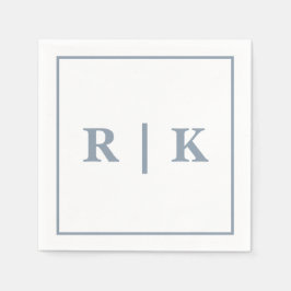 Monogramme Dusty Blue Einfach Minimal Trendy Weddi Serviette