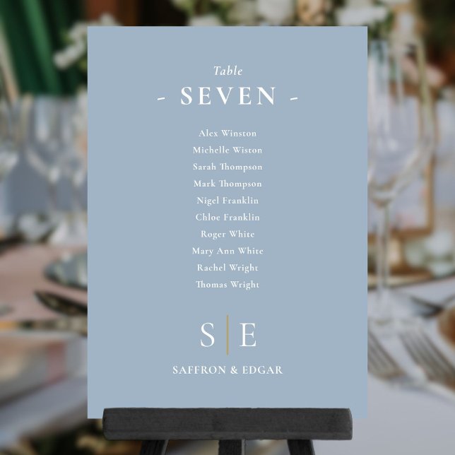 Monogramme Dusty Blue Seating Plan Numéro de table (Monogram Dusty Blue Seating Plan Table Number)