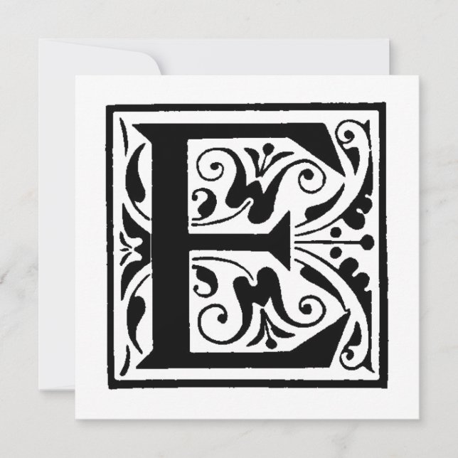 Monogramme E Modèle floral noir et blanc initial (Devant)
