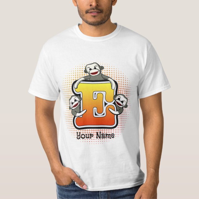 Monogramme E T-Shirt de singe-Sock (Devant)