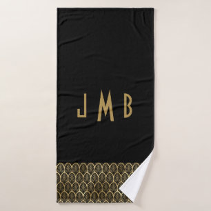 Monogramme Élégant Art Déco Gatsby noir et or