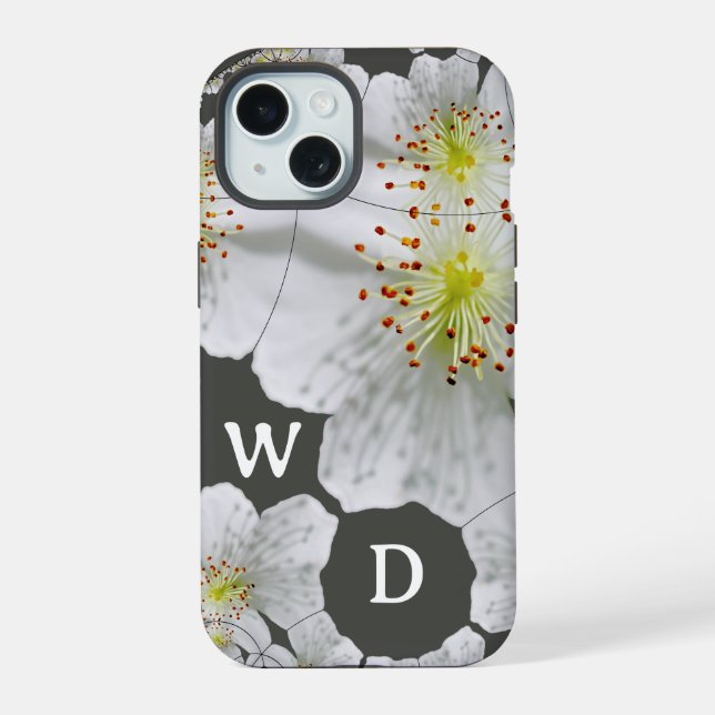 Monogramme Élégant Cute Floral Art Charbon (Verso)
