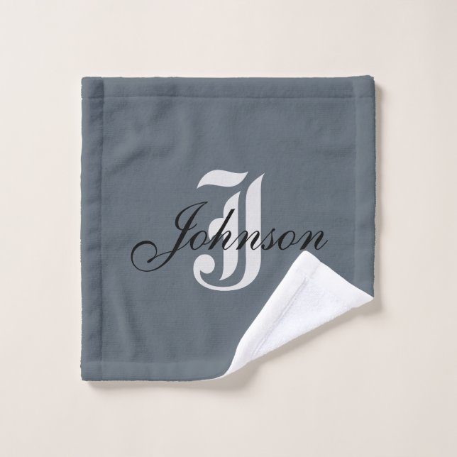 Monogramme élégant en gris blanc personnalisé (Gant de toilette)