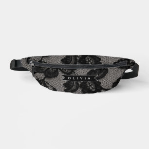 Monogramme Élégant Fleurs en Dentelle Noire Person