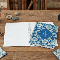 Monogramme élégant floral bleu William Morris