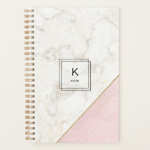 Monogramme Elégant marbre minimaliste Rose or