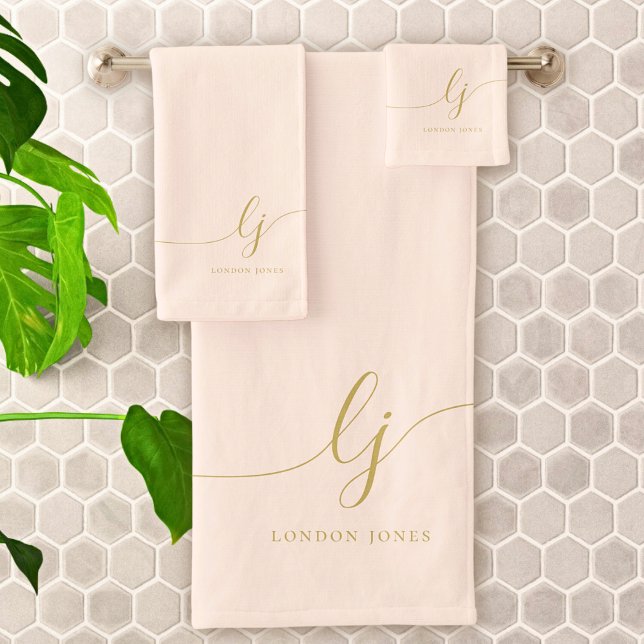 Monogramme Élégant Mini Bain Rose Or Chic (Créateur téléchargé)