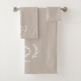 Monogramme élégant moderne Beige Tan Blanc initial