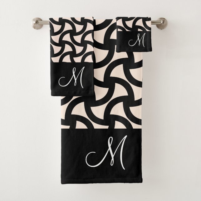 Monogramme élégant moderne noir et crème (En situation)