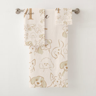 Monogramme élégant Motif de chien pop neutre migno