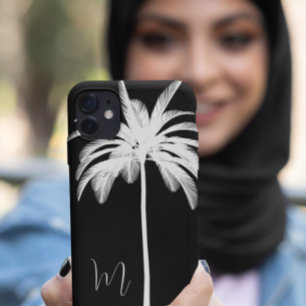 Monogramme élégant noir et blanc de palmier