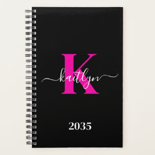 Monogramme élégant noir rose vif écriture