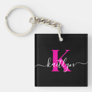 Monogramme élégant noir rose vif écriture